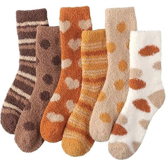 Plush Slipper Socks Women - Colorful Warm Fuzzy Crew Socks Cozy Soft for Winter - Picture 7 of 7